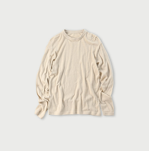 Whole Super Gauze 908 Crew Beige Top