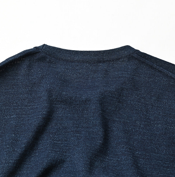 Indigo Whole Super Gauze 908 Crew Detail