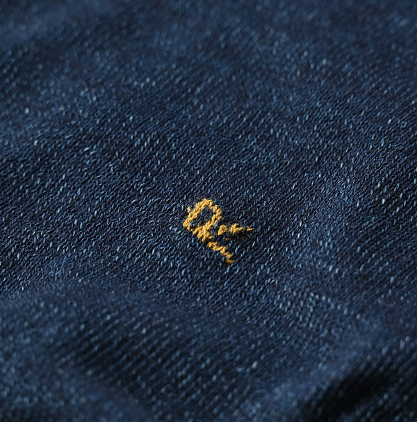 Indigo Whole Super Gauze 908 Crew Detail