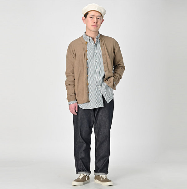 Whole Super Gauze 908 Cardigan Male Model