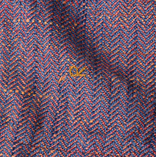 Cotton Linen Herringbone Tweed Square Jacket Detail