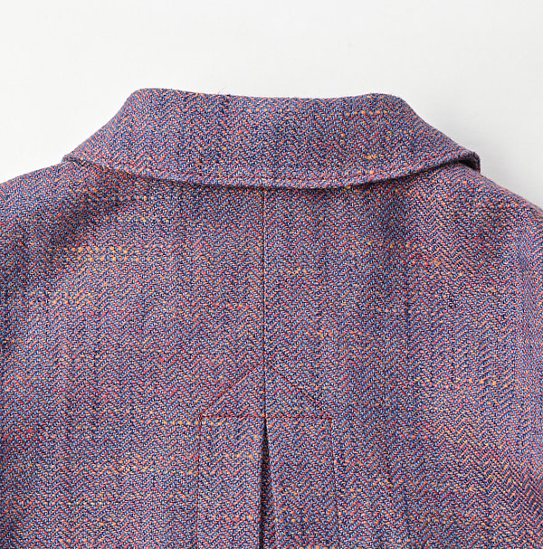 Cotton Linen Herringbone Tweed Square Jacket Detail