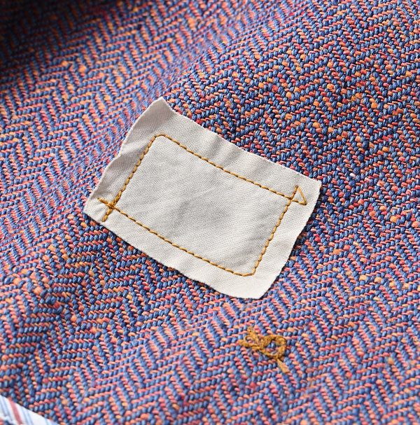 Cotton Linen Herringbone Tweed Square Jacket Detail