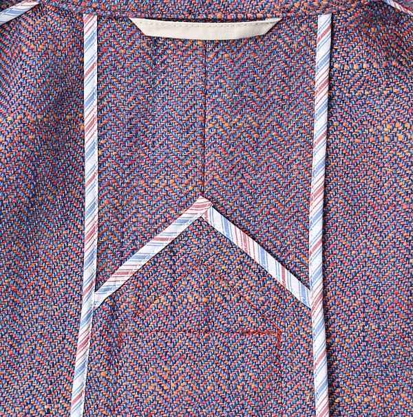 Cotton Linen Herringbone Tweed Square Jacket Detail