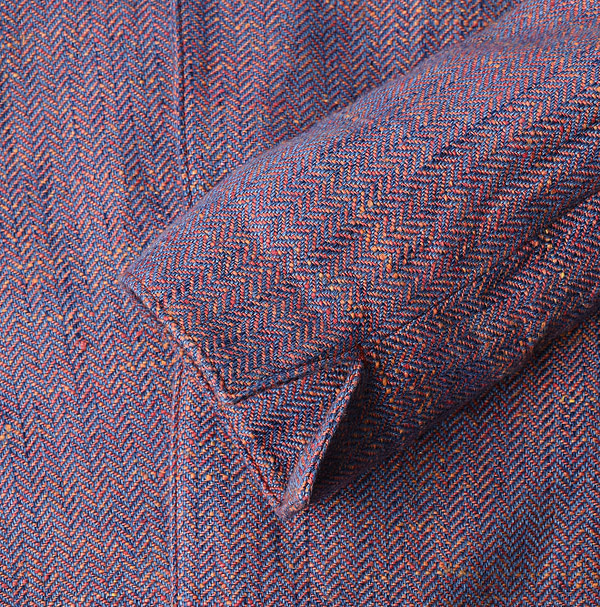 Cotton Linen Herringbone Tweed Square Jacket Detail