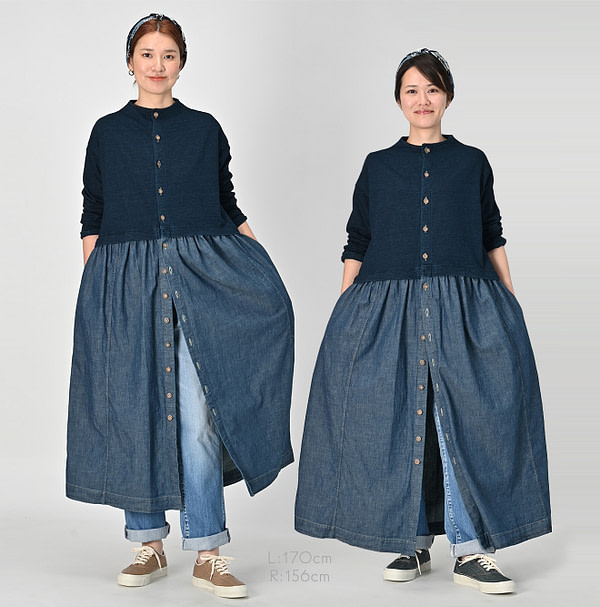 Indigo Denim x Dekoboko Tenjiku Dress Nou Female Models