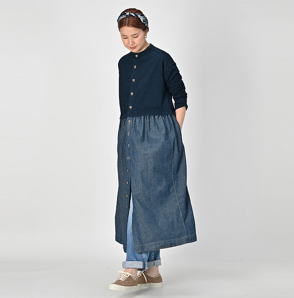 Indigo Denim x Dekoboko Tenjiku Dress Nou Female Model