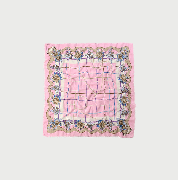 Gauze Flower Plaid Pattern Furoshiki Pink