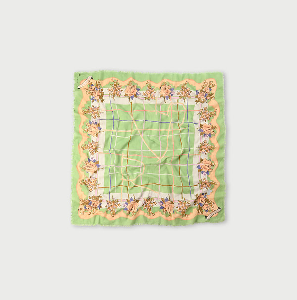 Gauze Flower Plaid Pattern Furoshiki Pale Green