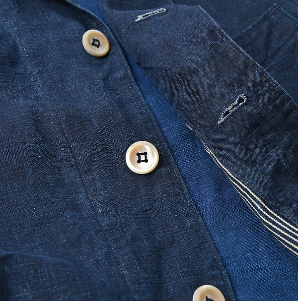 Indigo Linen Cloth Ocean Jacket Detail