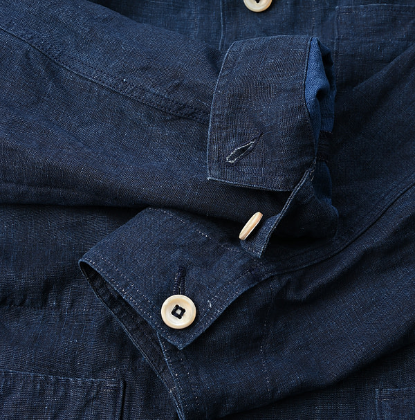 Indigo Linen Cloth Ocean Jacket Detail