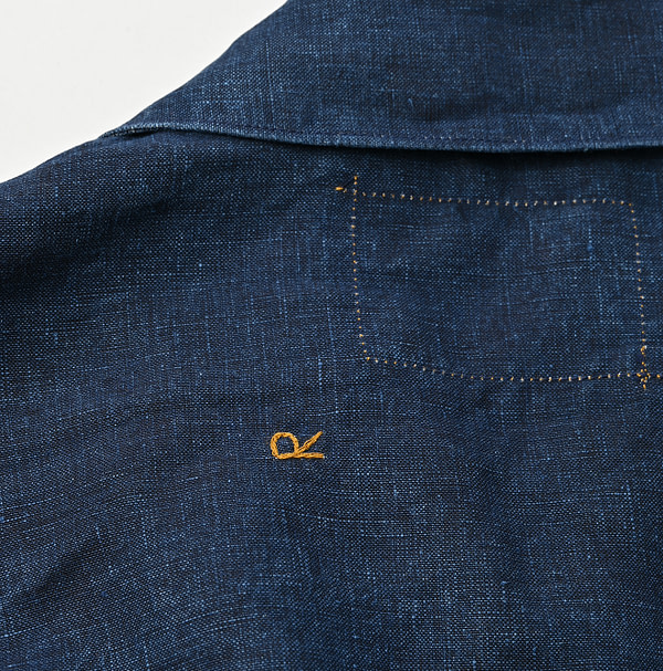 Indigo Linen Cloth Ocean Jacket Detail