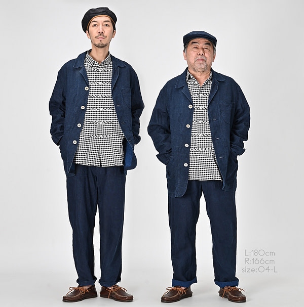 Indigo Linen Cloth Ocean Jacket Male Models