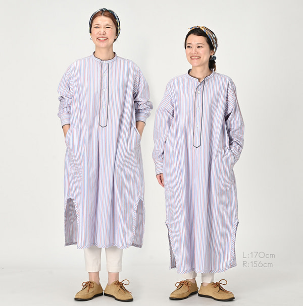 Damp Multi Stripe Pajama Dress Female Models