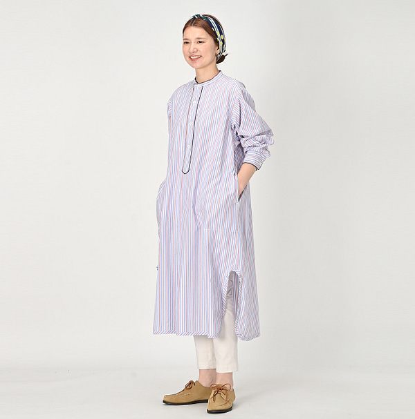 Damp Multi Stripe Pajama Dress Female Model