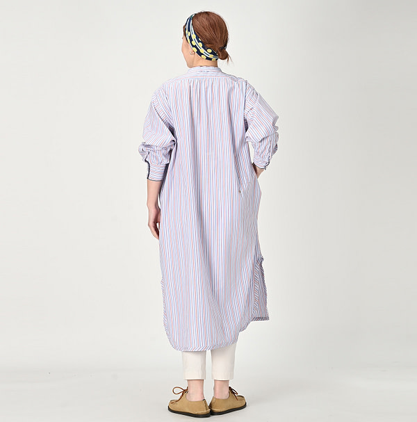 Damp Multi Stripe Pajama Dress Female Model