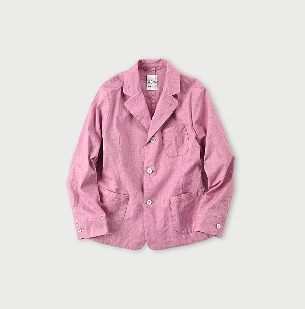 Cotton Linen OX Stretch Shirt Jacket Pink Chambray