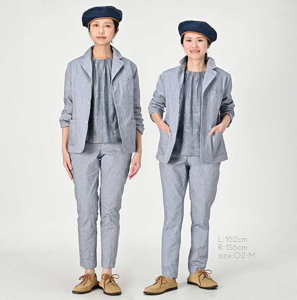 Cotton Linen OX Stretch Shirt Jacket Female Models