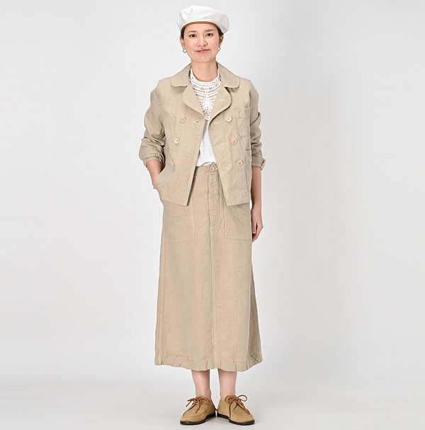 Linen Cloth Baker Skirt Female Model