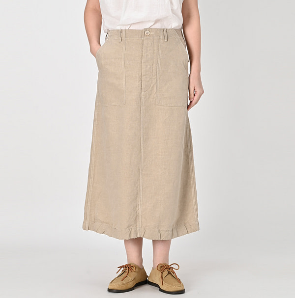 Linen Cloth Baker Skirt Female Model