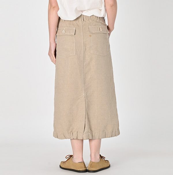 Linen Cloth Baker Skirt Female Model