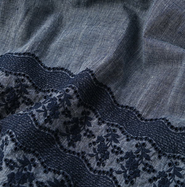 Indigo Hakeme Cutwork Dress Detail