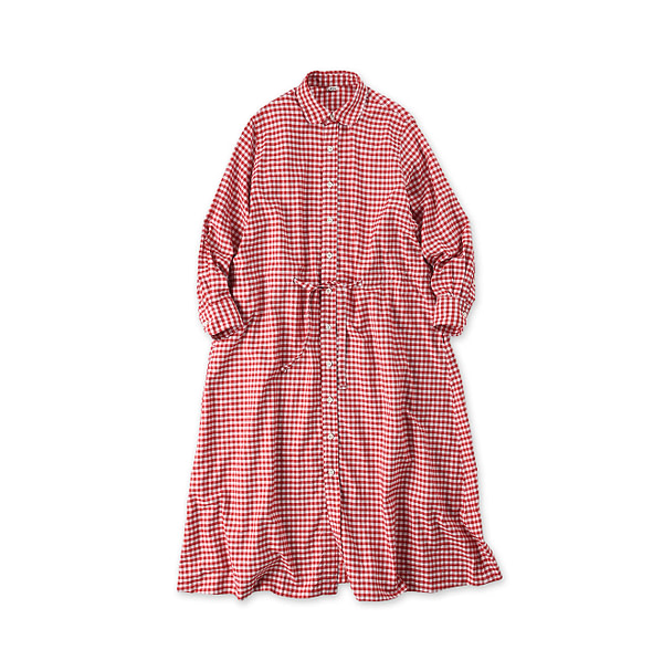 Usu OX Gingham Shirt Dress Red Gingham