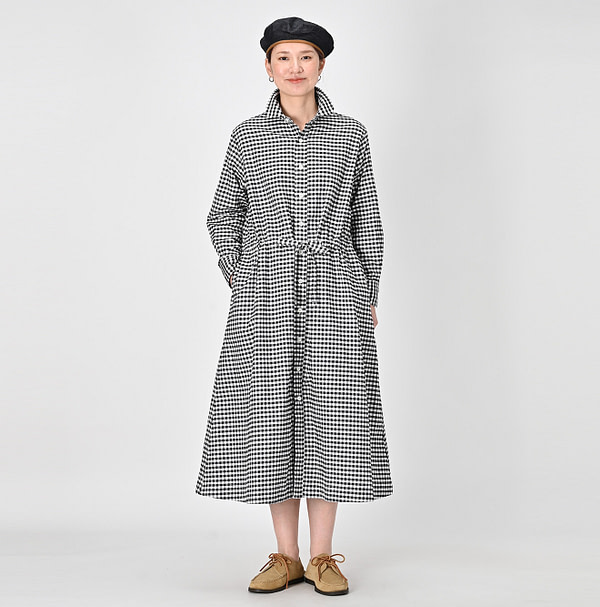 Usu OX Gingham Shirt Dress Female Model