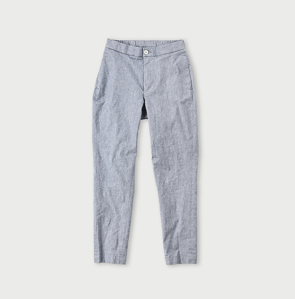 Cotton Linen OX Stretch Easy Slim Pants Saxe Chambray