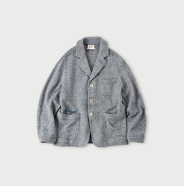 Linen Herringbone 908 Jacket Blue Herringbone