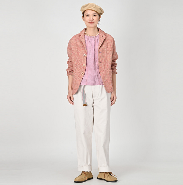 Linen Herringbone 908 Jacket Female Model