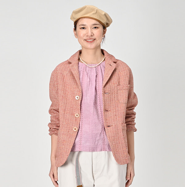 Linen Herringbone 908 Jacket Female Model