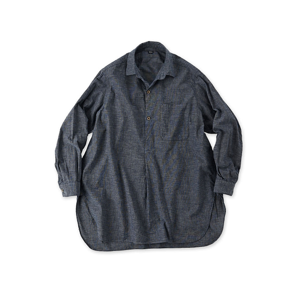 Indigo Hakeme 908 Grandpa Pull Shirt Indigo