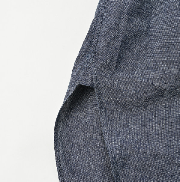 Indigo Hakeme 908 Grandpa Pull Shirt Detail