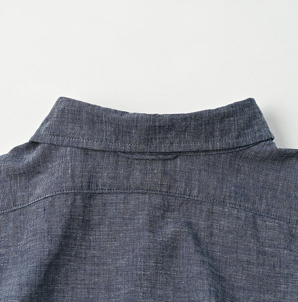 Indigo Hakeme 908 Grandpa Pull Shirt Detail