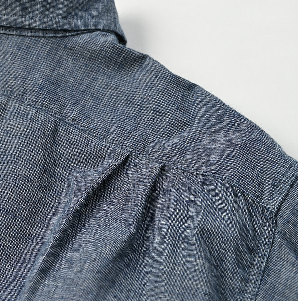 Indigo Hakeme 908 Grandpa Pull Shirt Detail