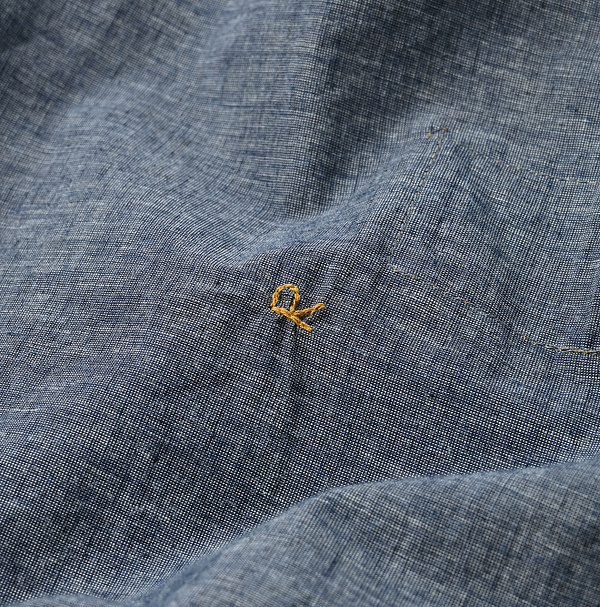 Indigo Hakeme 908 Grandpa Pull Shirt Detail