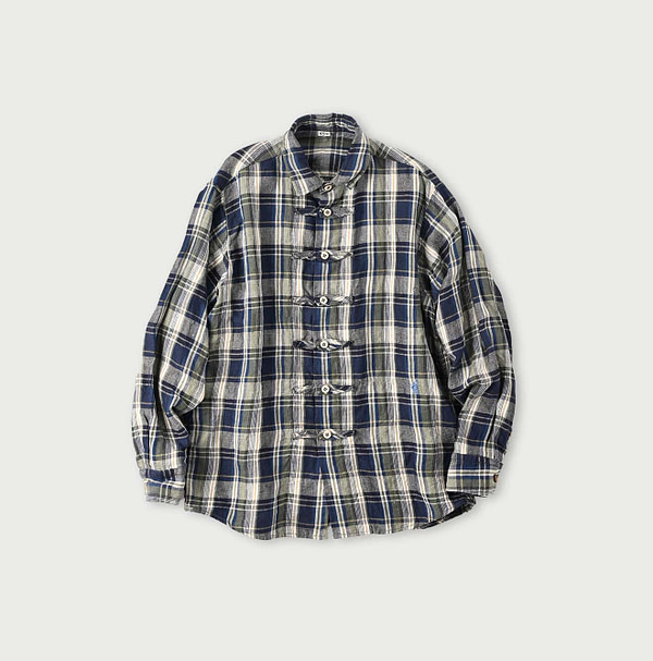 Indian Linen Twill 908 8 Knot Shirt Green