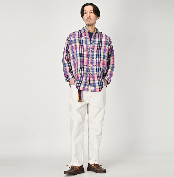 Indian Linen Twill 908 8 Knot Shirt Male Model