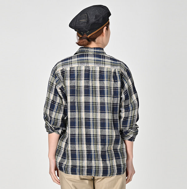 Indian Linen Twill 908 8 Knot Shirt Female Model