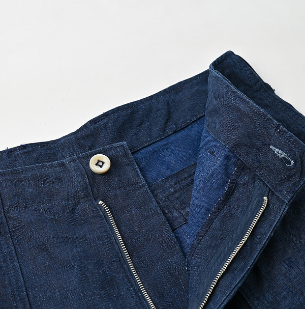 Indigo Linen Cloth 908 Baker Pants Detail