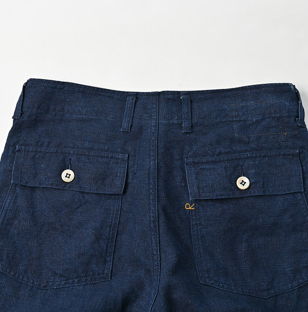 Indigo Linen Cloth 908 Baker Pants Detail