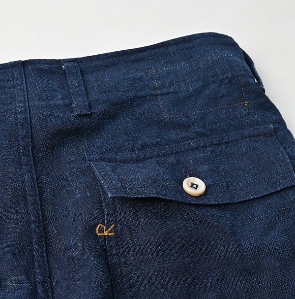 Indigo Linen Cloth 908 Baker Pants Detail