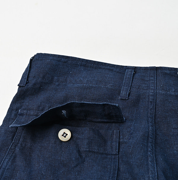 Indigo Linen Cloth 908 Baker Pants Detail