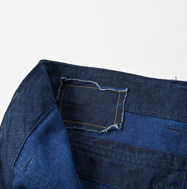 Indigo Linen Cloth 908 Baker Pants Detail