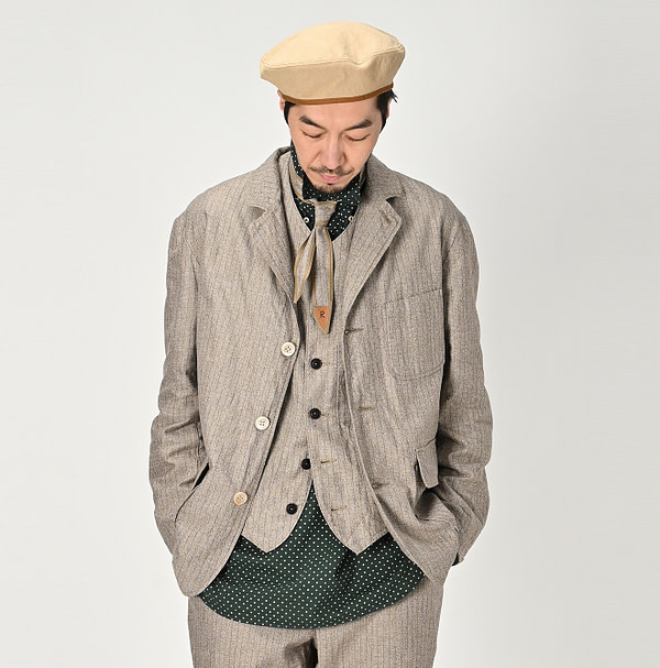 Yorimoku Cotton Tweed Blazer Male Model