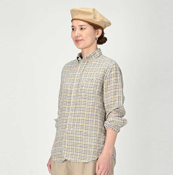 Indian Linen 908 Loafer Button Down Shirt Female Model