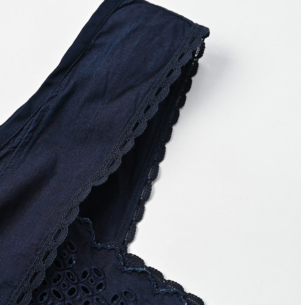 Indigo Batiste Cutwork Camisole Detail