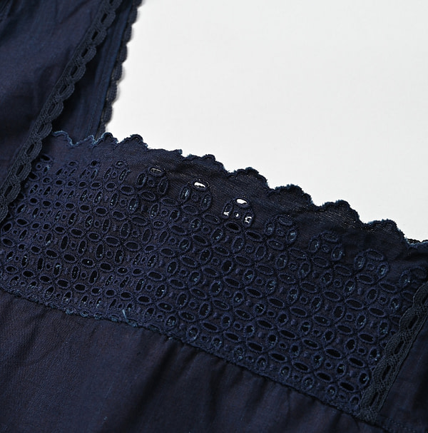 Indigo Batiste Cutwork Camisole Detail