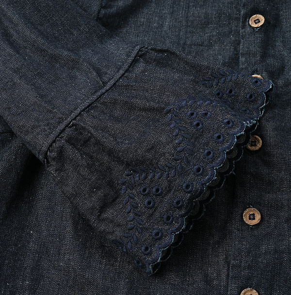 Mugihiko Denim Lehua Blouse Nou Detail